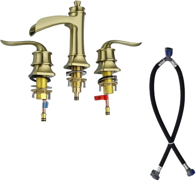 Replacement Part Quick Connect Hose for Bathtub Tub Filler Bathroom 3 Hole Sink Basin Vanity Widespread Double Handle Faucet Water Faucet Lock Faucet Supply Lines,Black