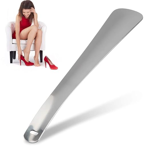 Long Handle Shoehorn, 11.8" Professional Stainless Steel Metal Shoe Horn Long Handle Shoe Horn for Men Women Seniors Elderly