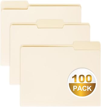 100 Packs Manila File Folder,Manila Folder 8.5x11,13 Cut Tabs Folder for Office,School and Home,Organizer File Folder Letter Size