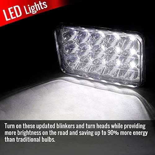 Fits 1x 4"X6" H4 15 LED Light Bulb Clear Sealed Beam Headlight IP67