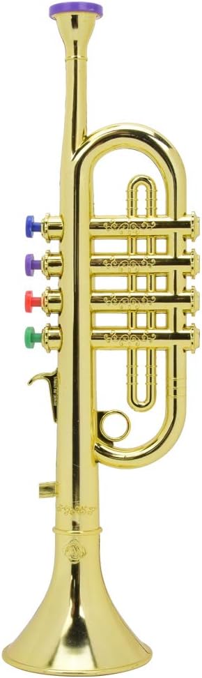 Tyenaza Kid Trumpet, Golden Coated Plastic Children Preschool Music Toy Gift Wind Instrument, Saxophone Trumpet Horn Early Learning Toy for Boys Girls Adults