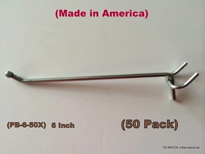 Trion Brand (50 Pack) 6 Inch All Metal Peg Hooks 18 to 14" Pegboard, Slatwall, Garage kit