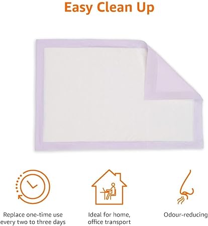 Basics Cat Litter Pee Pads, 40 Count, Universal Fit for Litter Box, Odor Control with Fresh Scent, Purple and White