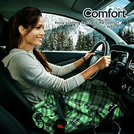 ZONETECH Car Travel Blanket Green Plaid Premium Quality 12V Polar Fleece Material Automotive Comfortable Great for Winter, Cold Days and Nights, Road Trips
