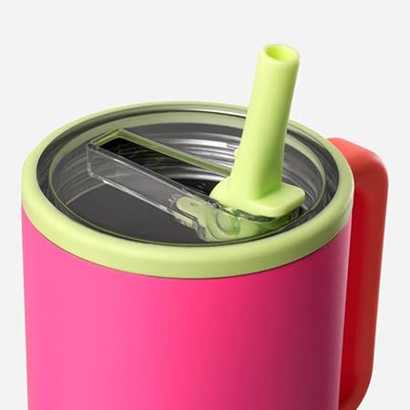 Modern 40 oz Tumbler with Handle Simple Flip Straw - Car Cup Holders, Leak Resistant Water Bottle-Reusable Insulated Stainless Steel Rubber Base - Gifts for Women Men Traveler (Orchid)
