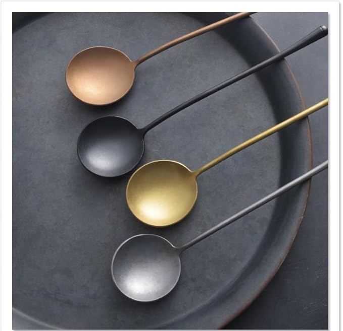 Silverware Set, 14681012pcs Retro Spoons Home Dessert Coffee Stirring Spoons(Gold,12 Pieces)