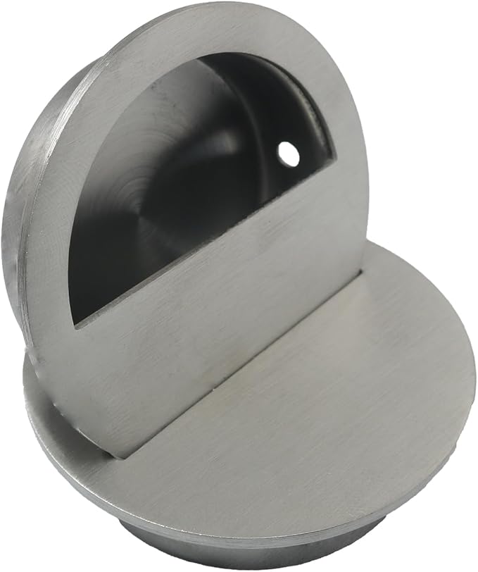 Stainless Steel Sliding Door Flush Half Round Pull Handle Cabinet Drawer Furniture Embedded Handle with Screws Concealed Handle Cabinet Door Latch Diameter 60mm for Cabinets Wardrobe Doors
