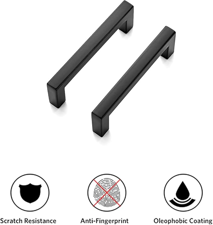 Ravinte Square Bar 3 Inch Slim Drawer Handles - Matte Black Drawer Pulls