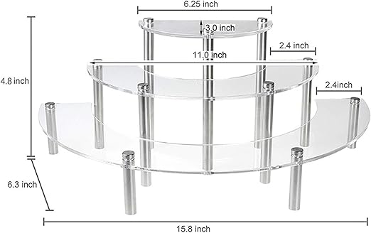 3-Tier Acrylic Round Cupcake Dessert Stand-Riser Display Stand Display Self for Figures Retail Showcase(White)