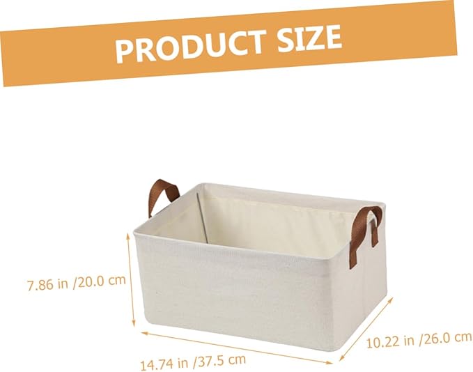 Cotton Linen Foldable Storage Basket with Handle Capacity Organizer for Clothes and Home Sundries Storage Bin for Bedroom and Closet