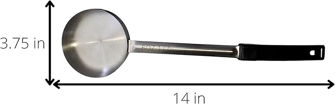 6 Ounce Solid Stainless Steel Portion Control Ladle Spoon for Measuring and Serving; Commercial Grade Serving Scoops Pack of 2