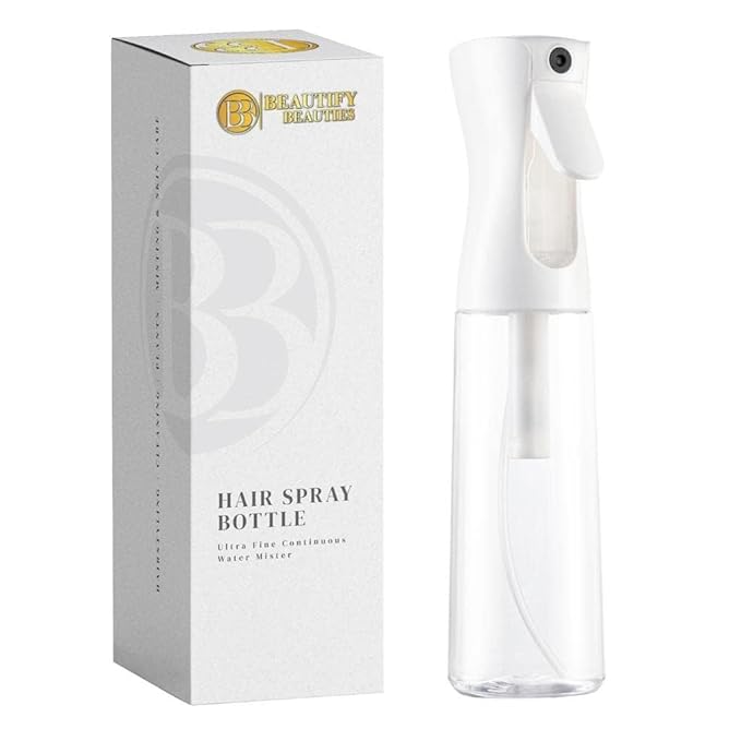 BeautifyBeauties Spray Bottle For Hair Continuous Mister Spray Bottle for Hairstyling, Cleaning, Plants, Pets, Barbers, Salons, Essential Oil Scents (10.1 Ounce)