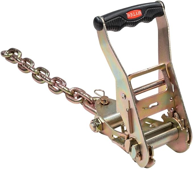 Mytee Products (1 Pack 2" Chain Ratchet Straps w/RTJ Tie Down Roll Back Tow Truck Car Hauler