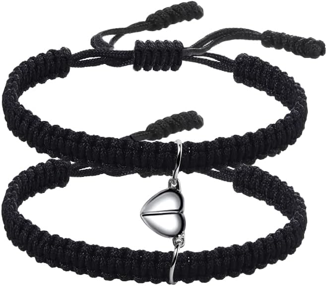 COLORFUL BLING Matching Mutual Attraction Couple Bracelets Long Distance His and Hers Adjustable Braided 8 Infinity Love Heart Friendship Bracelet Jewelry
