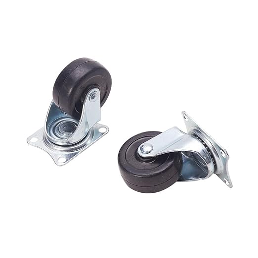 Rubber Plate Mounted Swivel Caster Wheels 360 Degree Caster Wheel for Office Chair 1.98" 2Pcs Black