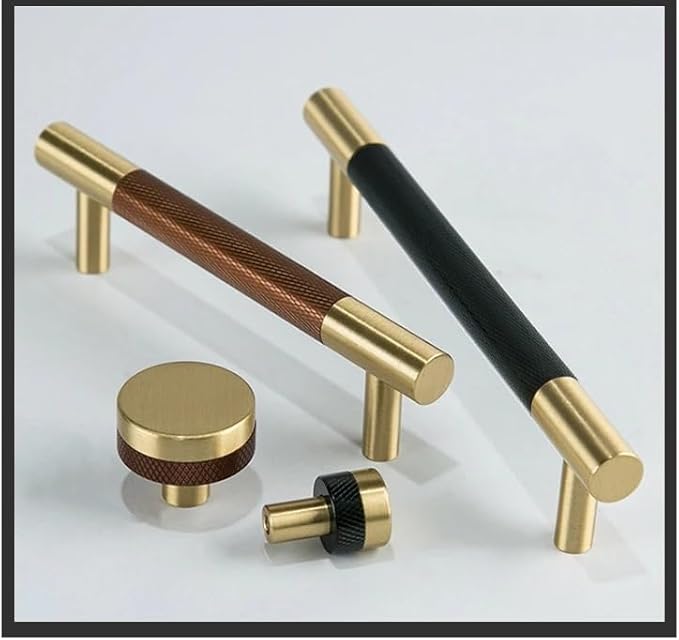 1pc Knurled Textured Brass Auminum Alloy Kitchen Cabinet Knobs Handles Black Drawer Pulls T Bar Handle(Blackpull 128mm)