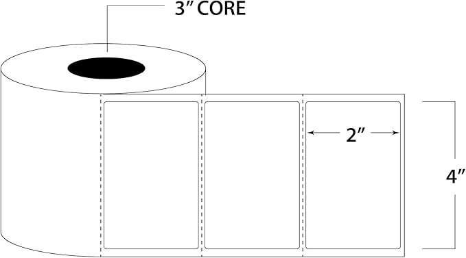 Blank Labels Shipping and Printer Labels 4" x 2" Thermal Transfer Labels on 3" Cores with Perfs Between Labels, WO, 3,000 Labels per Roll Matte White 1 Roll Total Made in USA