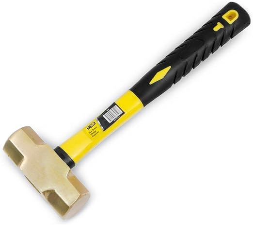 Stark USA 3LBS Brass Head Sledge Hammer Fiber Glass 13-inch Handle With Comfortable Grip, Non-Sparking, 3-Pounds