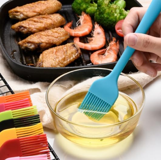 Silicon Basting Brushes, Heat Resistant Pastry Brushes, Spread Oil Butter Sauce Marinades for BBQ Grill Barbeque Kitchen Baking (Blue)