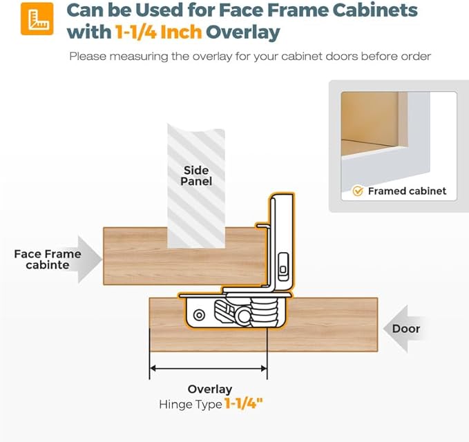 2 Pack 1 Pair 1-14 inch Overlay Soft Close Cabinet Hinges for Kitchen, Stainless Steel Three-Way Adjustable, Concealed Self-Closing Door Hinges