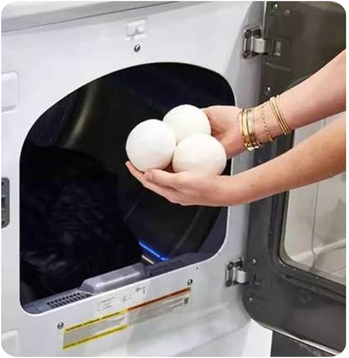 100% Wool Dryer Balls - Natural Fabric Softener, Reusable, Reduces Drying Time, Chemical-Free, Eco-Friendly, Perfect for Baby Clothes, Set of 6 XL Balls