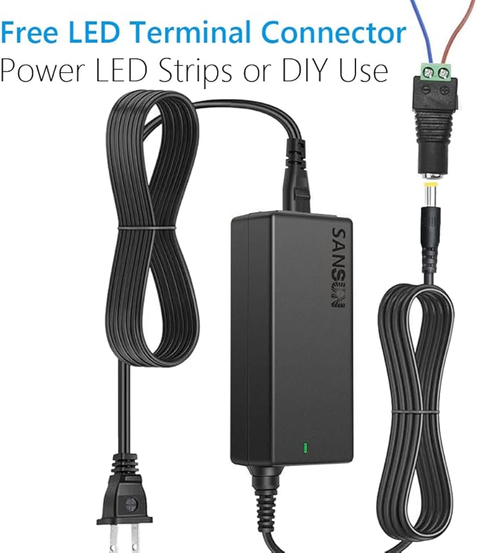 12V 5A Power Supply, AC 120V to DC12V 5.5x2.1mm Jack Converter, 12 Volt LED Driver 60W Adapter Transformer for Strip Lights, Surveillance Cameras, External HDD, Monitor, CCTV (Pack of 2)
