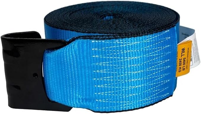 Mytee Products 4" x40' Heavy Duty Winch Straps with Flat Hook WLL# 5400 LBS - Flatbed Tie Down Truck Straps - 4 Inch Cargo Control for Flatbed Truck Utility Trailer (Blue)
