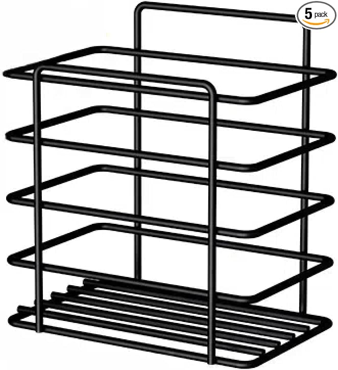 Non-perforated bathroom storage shelves, black shower racks, toilet wall mounted shelves, wash storage, five-piece stainless steel bathroom organizers, Toothbrush holder