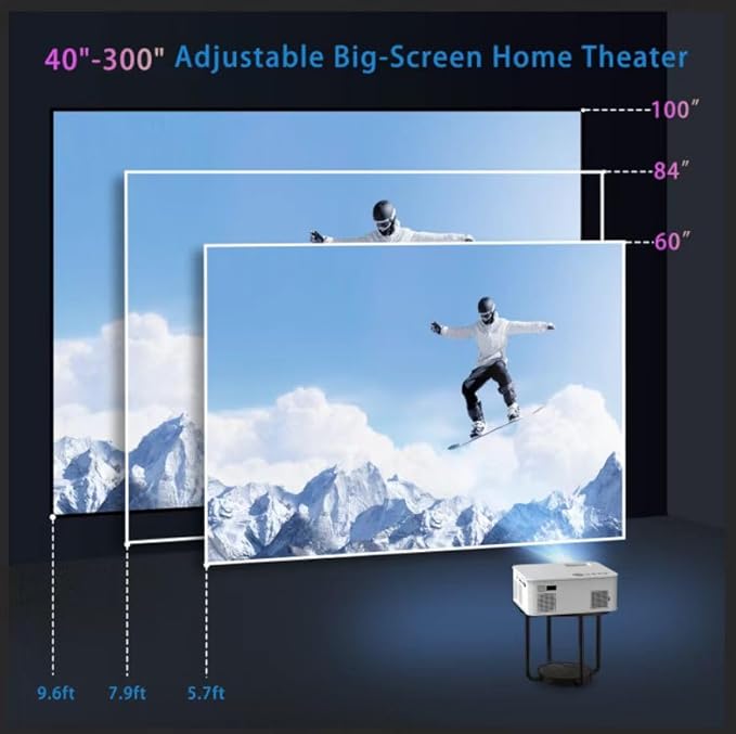 Projector, Native 1080P Full HD Bluetooth Projector with Speaker, 1500 Lumens Outdoor Portable Movie Mini Projector Compatible with Compatible WTV Stick,IOS,Android,PC,Laptop