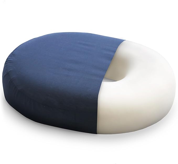 DMI Seat Cushion Donut Pillow and Chair Pillow for Tailbone Pain Relief, Hemorrhoids, Prostate, Pregnancy, Post Natal, Pressure Relief and Surgery, 18 x 15 x 3, Navy