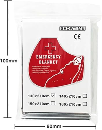 PILLOBOX Emergency Mylar Blanket,Portable Space Blanket Survival Kit for Outdoors, Hiking, Camping Survival Reflective Thermal First Aid Foil Blanket 52 x 82 inches 1 Pack