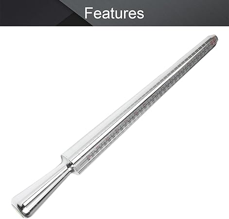 Utoolmart Ring Sizer Measuring Tool, 4 Scales (US, EU, HK and JP) Finger Measuring Stick Ruler Gauge, Aluminum Alloy Ring Measurement Tool, for Man or Women Jewelry Making Measuring
