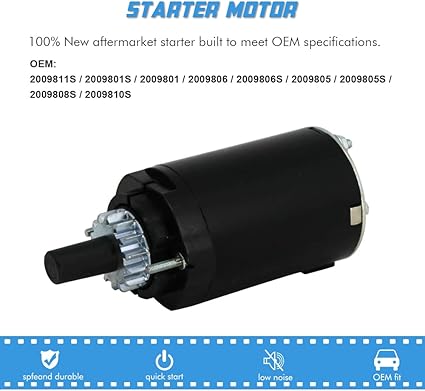 Starter Motor Replacement for Kohler SV540 SV541 SV590 SV600 SV610 SV620, Courage Single 18 19 20 21 HP,Johnson Electric 2009801 2009805 2009806 2009808 Mower Toro LX425 LX460 LX465 Z4200 Z4220