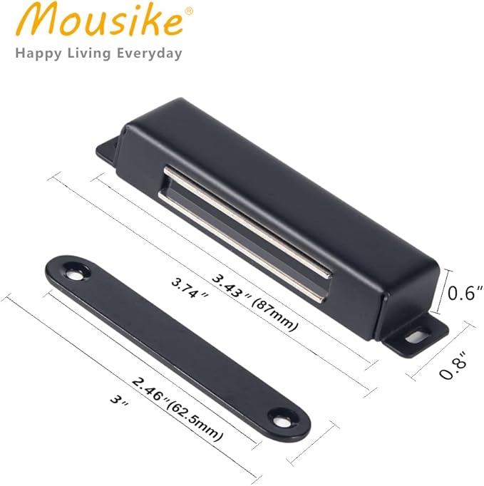 Mousike Magnetic Door Catch Heavy Duty 90lb Door Magnets with Strong Magnetic for Kitchen Cupboard Wardrobe Closet Cabinet Door Drawer Latch (Black 4Pack)