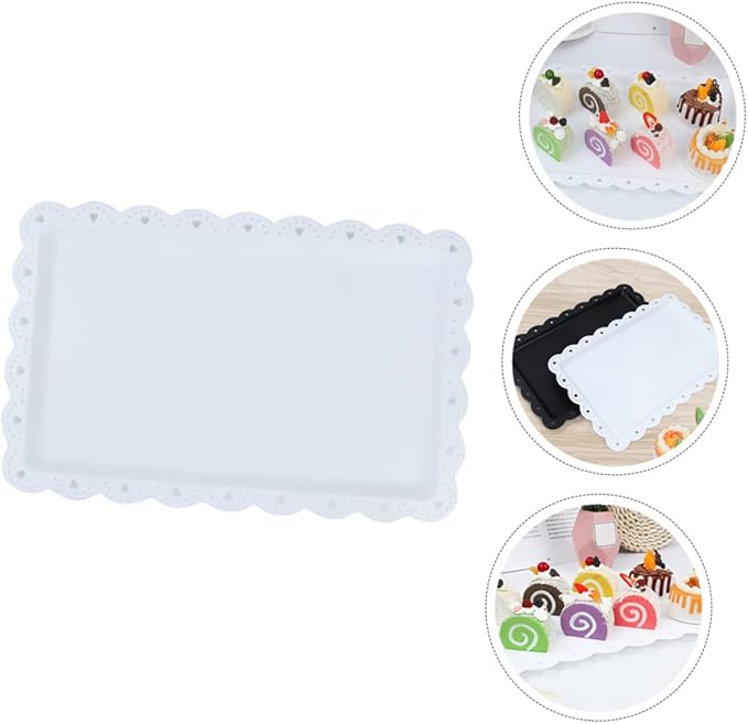 2 Pcs Cake Tray Plate Holder Serving Baking Showcase Dessert Party Trays and Platters Cake Platter Tray for Food Plastic White