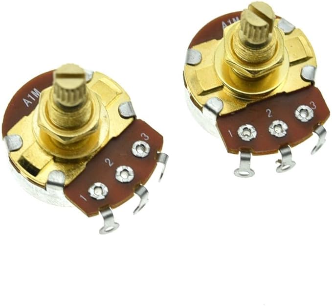 Dopro 4-Pack Full Size 24mm Base Metric Guitar Bass Pots with 18mm Brass Shaft Audio Taper Potentiometers A250K