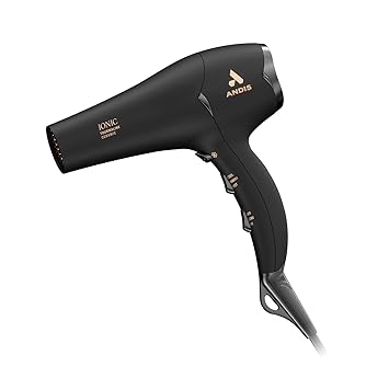 Andis 80750 1875-Watt Tourmaline Ceramic Ionic Salon Hair Dryer with Diffuser, Fast Dry Low Noise Blow Dryer, Travel Hairdryer for Normal Curly Hair, Soft Grip, Black