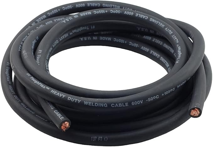 WeldingCity 50-ft 1-AWG USA-made Heavy Duty Welding Cable Highly Flexible Durable EPDM Rubber Jacket 600V -50C-105C Black