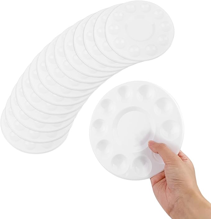15 Pack Paint Tray Palettes for Kids, Plastic White Palettes for Students, Paint Holder, Paint Supplies