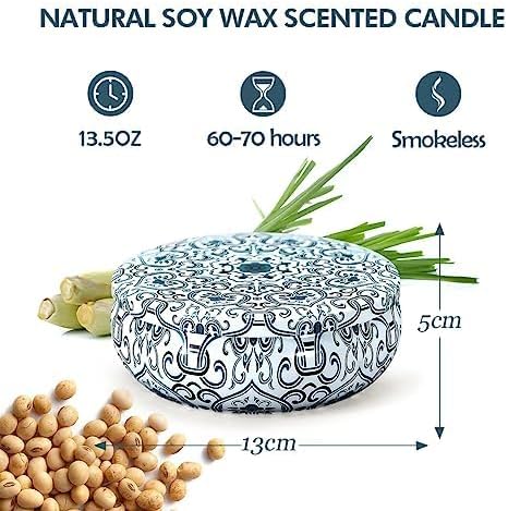 Citronella Candles Outdoor Large Candles 2 Pack 27oz in Total?3-Wick Burning for 150 Hours Suitable for Garden?Patio?Camping?Picnic and Barbecue in Summer