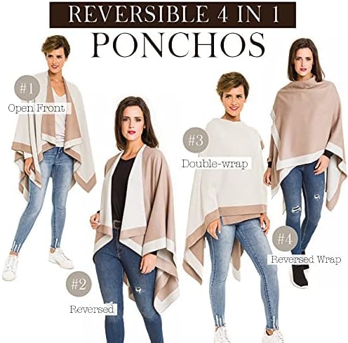 Women's Shawl Wrap Poncho Ruana Cape Cardigan Sweater Open Front for Travel Flight Cruises