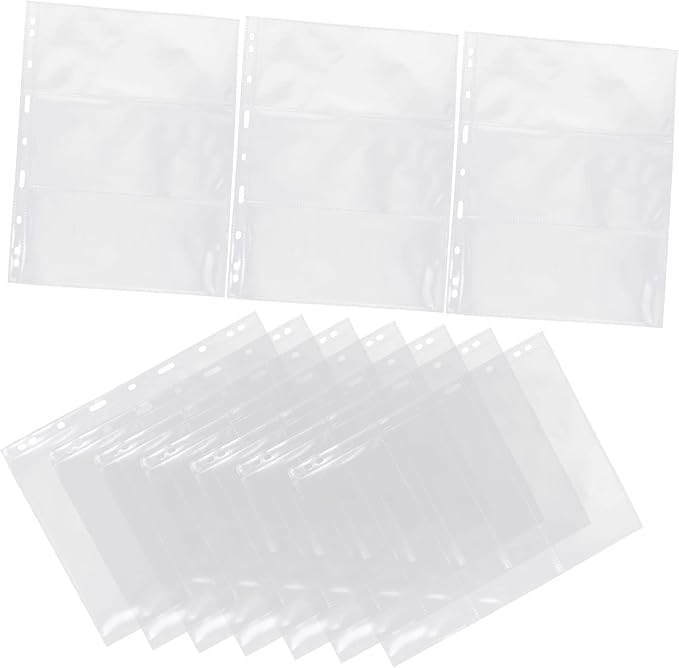 STOBOK 10pcs 9 Pocket Currency Album Pages Loose Leaf Pages for Stamps Concert Tickets and Stylish Photo Collections Ideal for Cash Collectors and Organizing Banknotes