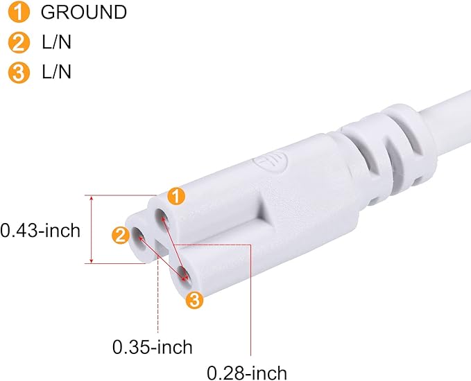 YOKIVE 3 Pcs T5 T8 LED Tube Connector Round Cable, Extendable Cord with Double End Connect Light Tubes, Great for LED Integrated Tubes (White, 1.64-Feet)