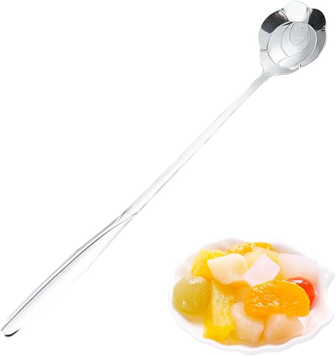 Long Handle Stirring Spoon - Stainless Steel Coffee Mixing Spoons Cocktail Stir Spoons, Ice Cream Spoon, Bartender Mixing Spoon Cocktail Stirrers for Coffee Milkshakes Cold Drink, Cutlery Supplies