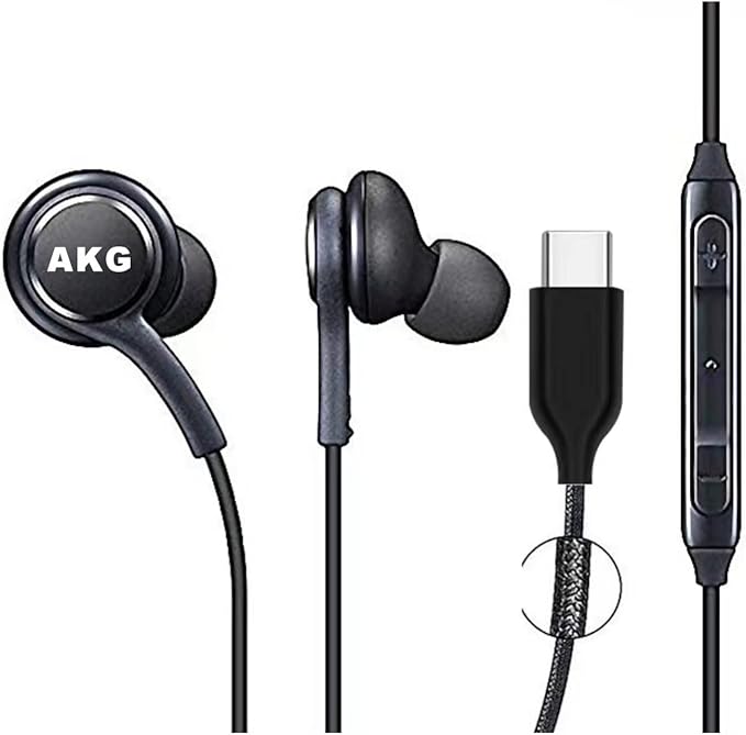 2025 New Stereo in-Ear Headphones for Samsung Galaxy Z Fold6 S24 Ultra S23 Ultra S22 Ultra S21 S20,Note 10+ - Designed by AKG - with Microphone and Volume Remote Control Type-C Connector - Black