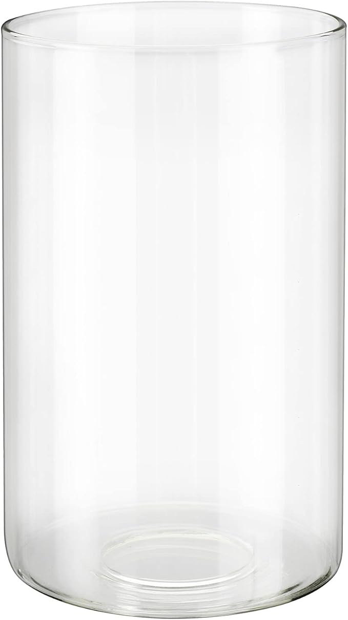 Aspen Creative 23611-01, Clear Cylinder Glass Shade, 4" Diameter x 6-12" Height, Center Hole: 42mm.