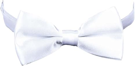 Polytree Men's Classic Pre-tied Bowtie Plain Polyester Bow Ties - White