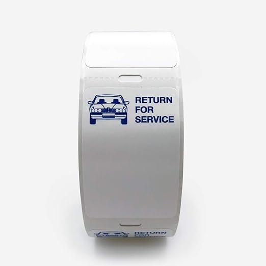 Oil Change Sticker - Blue Car Return for Service for Zebra TLP 2824 Plus Printer - Static Cling
