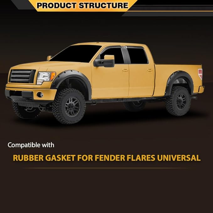 Fender Flares Edge Trim 18 Feet, Fender Flare EPDM Rubber Seal for Car and Truck Wheel Wells, Fender Flare Gasket Universal Bonds wAutomotive-Grade Adhesive Tape Black