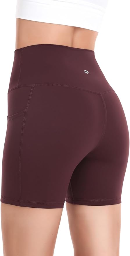 HeyNuts EssentialWorkout Pro Biker Shorts with Side Pockets for Women, High Waisted Compression Yoga Shorts 4'' 6'' 8''